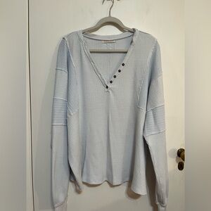 We The Free Callisto Henley Thermal Shirt Iced Water Size S